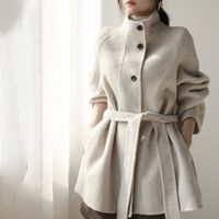 时尚双面羊毛大衣女短款2026秋冬季高级感立领羊毛外套