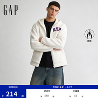 Gap 男女装2024秋季毛毡布logo仿羊羔绒连帽卫衣外套609272 白色 175/96A(L) 亚洲尺码