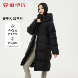 坦博尔 2024云朵泡芙休闲百搭保暖羽绒外套长款女TBF530780D 黑色 155/80A