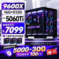 七彩虹 电竞游戏设计渲染 台式组装电脑主机  R5-9600X RTX 5060