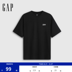Gap 854722 logo印花宽松圆领短袖T恤 黑色 XS