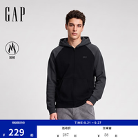 Gap 男女装秋logo刺绣连帽开衫加绒宽松卫衣1SS623706 黑色 L (175/96A) 亚洲尺码