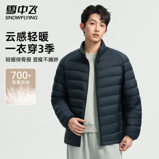 雪中飞 男士日常休闲立领羽绒服秋冬通勤时尚穿搭保暖防寒服纯色百搭外套 藏青色 175/92A