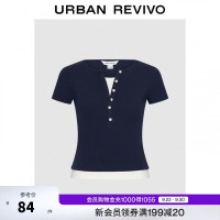 UR UYY460131 撞色亨利领假两件修身T恤