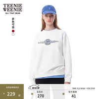 TEENIE WEENIE 小熊女装卫衣秋季简约休闲学院运动圆领上衣 象牙白 M