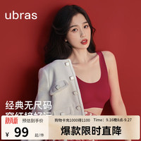Ubras 小奶皮云朵隐形无尺码内衣女粉底液文胸透气无痕 丝绒红色 均码 常规版-背心款100-130斤/A-C杯