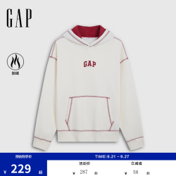 Gap 1SS623736 logo刺绣加绒连帽卫衣 象牙白 XS