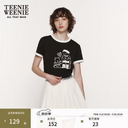 TEENIE WEENIE 撞色印花 圆领短袖T恤 黑色 XS