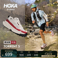 HOKA TORRENT 5 透气耐磨 河岩灰/红玛瑙色 42 越野跑鞋
