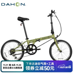 大行 经典D6折叠自行车20英寸6速成人休闲单车 KBC061 青草绿 20英寸