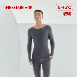 三枪 纯棉薄款轻暖抗静电 高级灰 L 男圆领秋衣秋裤套装