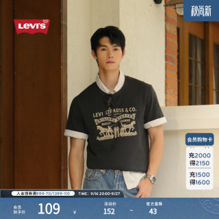 Levi's 25年春季男士双马印花潮流休闲针织短袖T恤 黑色 004IT-0001 M