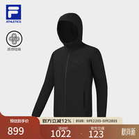 FILA 男士针织连帽开衫夹克 深黑 XL