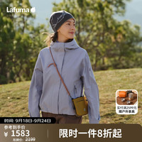 乐飞叶 户外连帽宽松冲锋衣女 防风防水通勤登山夹克外套LFJA6CS62 云栖蓝ML 36 160/80A