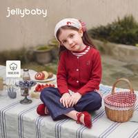 jellybaby 女童抑菌蘑菇绣花假两件长袖T恤 红色 90cm