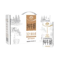 乍甸 3.2g乳蛋白纯牛奶200g*12盒