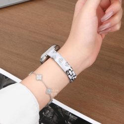 适用苹果手表s11表带S10女款applewatchs12代花朵滴胶金属腕带SE3高级感41mm时尚手链Ultra小香风手镯细款夏