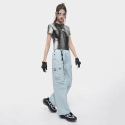 FILA 女装FUSION系列运动T恤女士时尚休闲修身圆领针织短袖衫