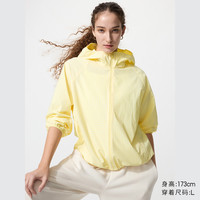 优衣库 便携式防紫外线连帽外套女装防晒衣服格纹485672 42 浅黄色
