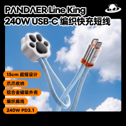 魅族 PANDAER 240WUSB-C编织快充短线15cm超短设计磁吸手机快充线