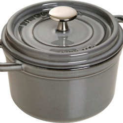 staub 珐宝 迷你圆形铸铁锅 珐琅涂层荷兰锅 0.7升炖锅煲汤锅 石墨灰色