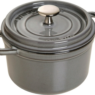 staub 珐宝 迷你圆形铸铁锅 珐琅涂层荷兰锅 0.7升炖锅煲汤锅 石墨灰色