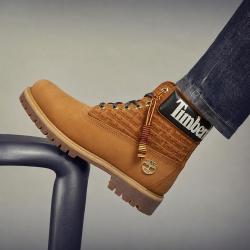 Timberland 男鞋马丁靴秋季户外徒步登山踢不烂大黄靴牛皮高帮休闲鞋男18094 金属LOGO印花版