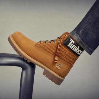 Timberland 男鞋马丁靴秋季户外徒步登山踢不烂大黄靴牛皮高帮休闲鞋男18094 金属LOGO印花版