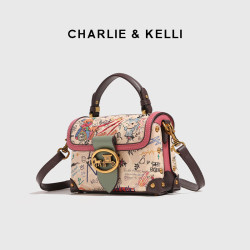 CHARLIE&KELLI 小熊涂鸦卡通盒子包单肩斜挎女包