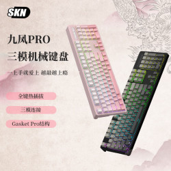 SKN 九凤-104键机械键盘 有线/2.4G/蓝牙连接 游戏办公键盘 Gasket结构缓震键盘 九凤PRO-黑色-三模热插拔 104键