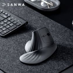 sanwa SUPPLY/山业 人体工学 无线鼠标 磁吸掌托  酷感黑