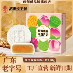 郭师傅 冰皮蛋黄莲蓉月饼礼盒装480g广式咸蛋黄糕点下午茶中秋节送