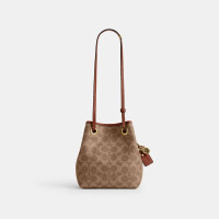 送礼佳品：COACH JADE 女士水桶包拉绳包 老花深棕