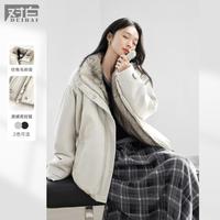 DUIBAI 冬装复古花苞廓形女式短外套高级感环保皮草