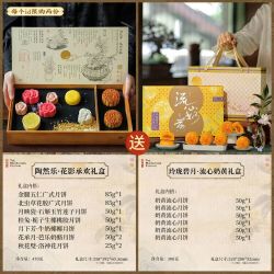 知味观 春江花月礼盒 广式流心奶黄白莲蓉豆沙月饼 435g