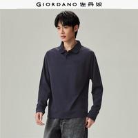 佐丹奴 13016613 纯棉刺绣翻领 POLO衫 军蓝 L