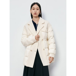 太平鸟 女装双面呢拼接羽绒服A1ACD4288