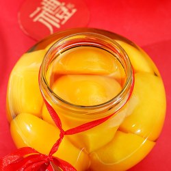 林家铺子 寿桃黄桃罐头1350g*2大玻璃瓶装生日摆件送长辈礼物礼盒