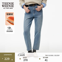 TEENIE WEENIE 轻暖绒磨毛烟管牛仔裤 浅蓝色 S(160)