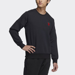 adidas 卫衣男春季新款运动休闲圆领长袖上衣外套男装加绒 HC9690 S