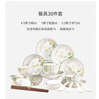 顺祥陶瓷 30头陶瓷餐具套装 釉下彩清新网红风特价四季组合套装