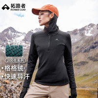 拓路者 户外运动防风防雨轻薄款抓绒衣男女情侣装外套摇粒绒上衣长袖T恤 黑色 L