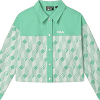 FILA 女装女式外套女士时尚休闲舒适拼接翻领针织长袖外套