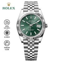 ROLEX 日志型 薄荷绿盘 机械机芯 100米防水 41mm 蚝式钢 男表 瑞表
