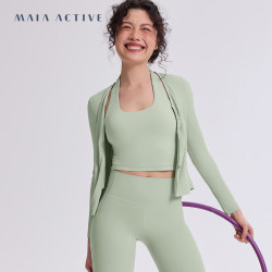 MAIA ACTIVE 肌理感开衫日常休闲V领褶皱含莫代尔瑜伽外套