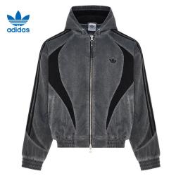adidas 三叶草 阿迪达斯三叶草 百搭舒适运动休闲连帽针织夹克外套男款