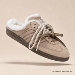 adidas 三叶草 SAMBA 保暖加绒男女同款运动休闲鞋穆勒鞋
