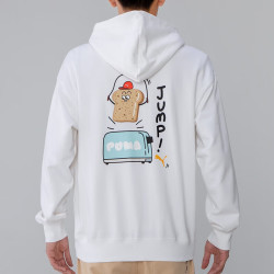 彪马 外套男装衣服春秋保暖连帽运动服针织上衣夹克白 533199-02 XL码