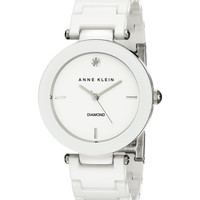 Anne Klein 女士黑色陶瓷手链腕表，带钻石装饰 White 均码