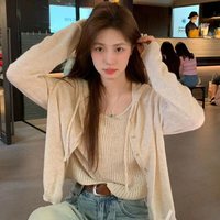 假两件连帽针织开衫女2026新款早初秋装慵懒风短款上衣设计感小众